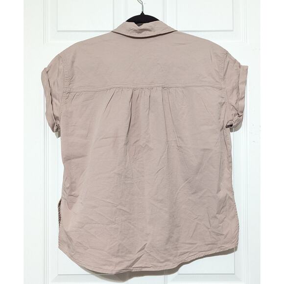 Stitch Star Shirt Womens Small Short Sleeve Button Up Pocket Tan Lightweight Top - Picture 5 of 10